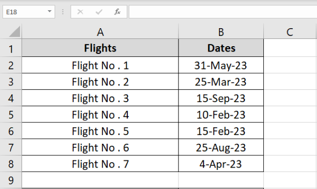 List of text values and dates