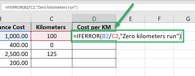 If statement set to Zero kilometers run