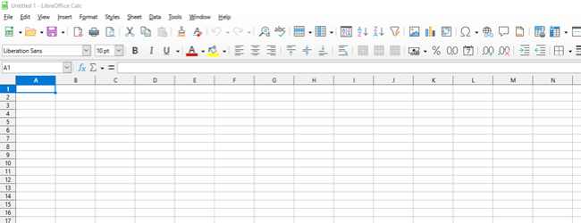 LibreOffice Calc spreadsheet interface. 