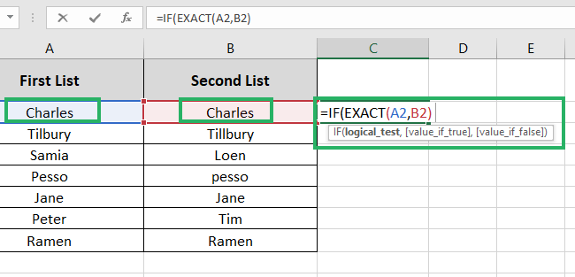 Nesting the EXACT function in the IF function