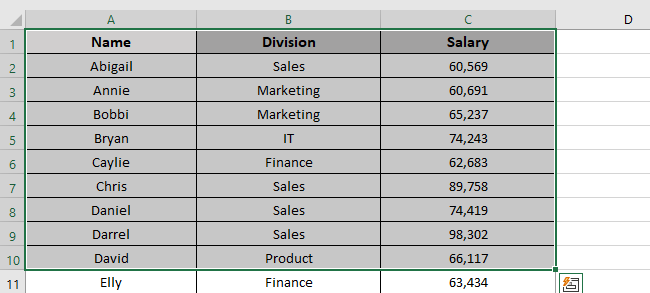 Selecting data for Print Area