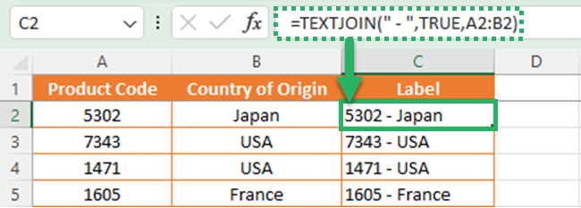 Latest Excel concatenate function - TEXTJOIN