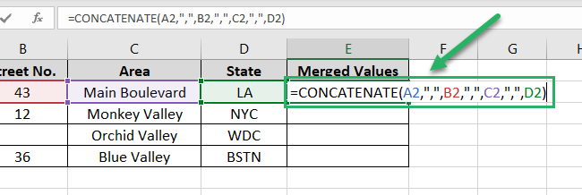 Writing the CONCATENATE function