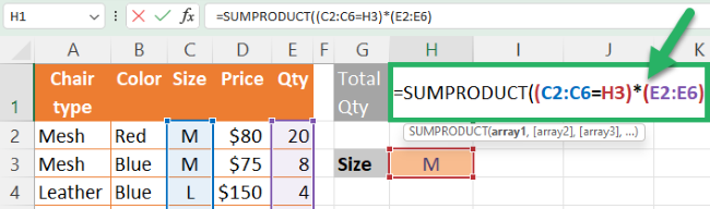 Select the Excel range where we need to get the SUM