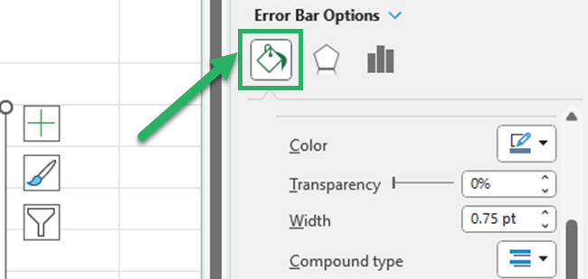 Format error bars