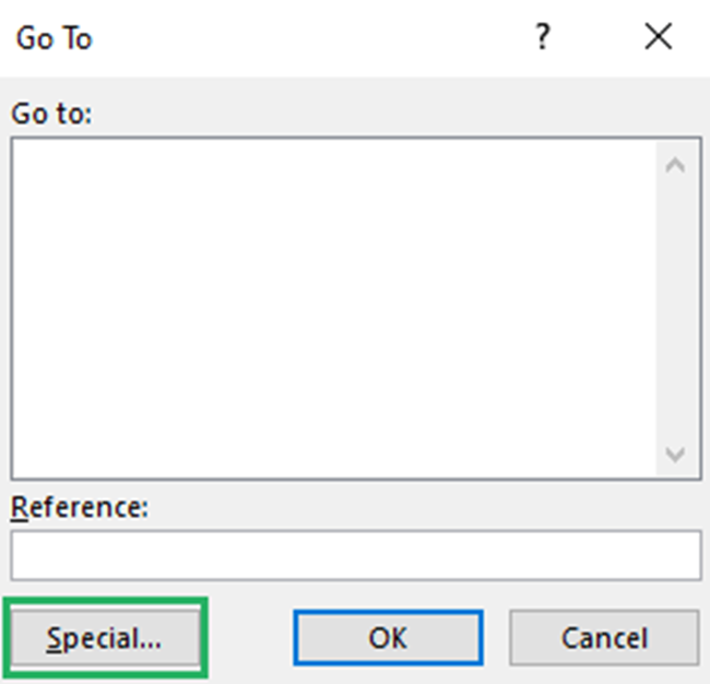 11 go to dialog Go to dialog box - special button