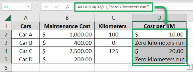 Excel replaces formula errors with the value