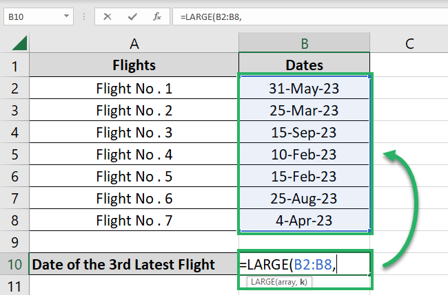 LARGE function in Microsoft Excel
