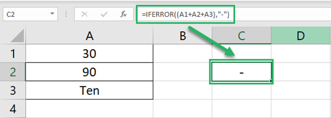 Using the IFERROR function