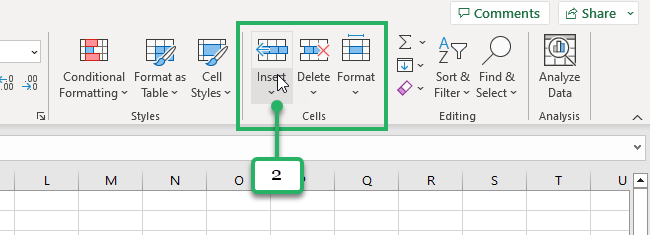 excel insert tab