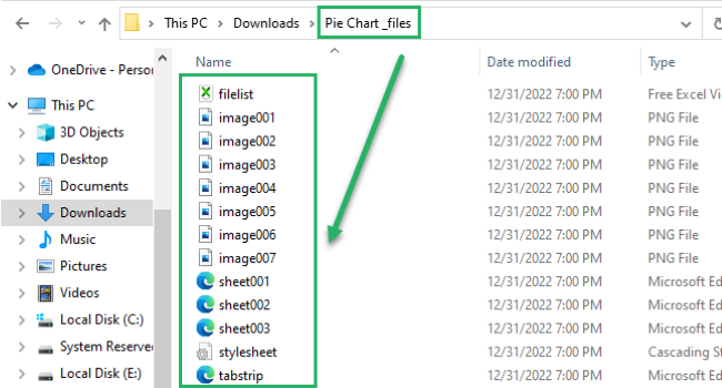 Specified folder contains files with PNG image formats 