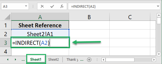 Writing the INDIRECT function