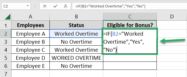 Writing the true and false values