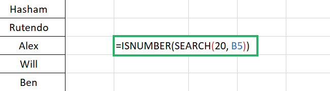 ISNUMBER SEARCH function arguments 