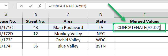 Writing a cell range in CONCATENATE