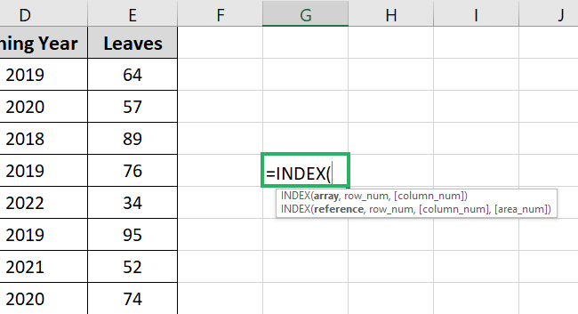 INDEX formula 