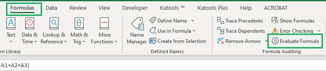 Evaluating formula to check for an error