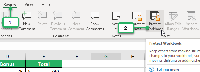protect workbook