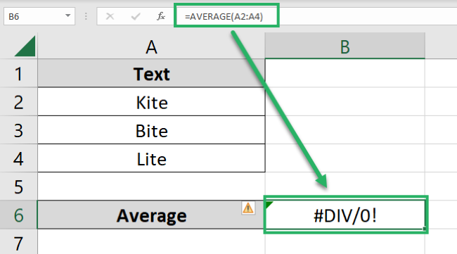 Averaging a range of text values