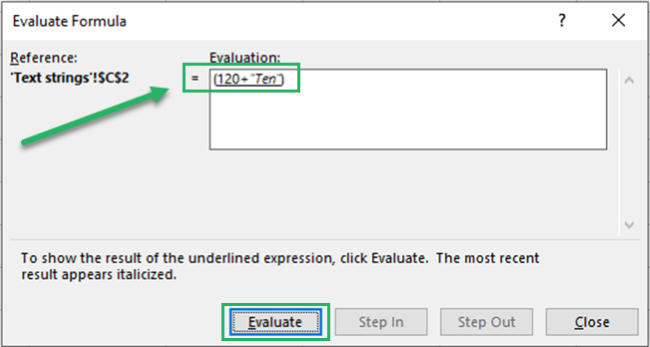 Excel evaluates the error in the formula