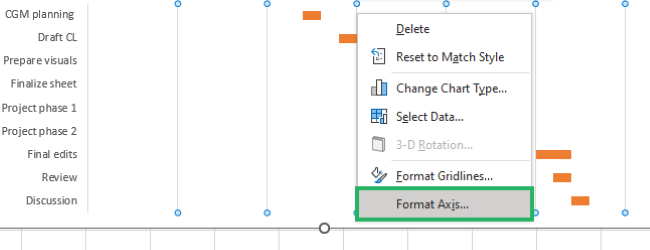 Selecting Format Axis. 