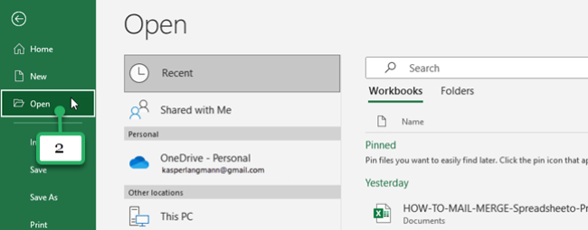 choose excel workbook