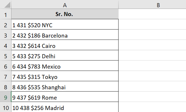 Sample data 