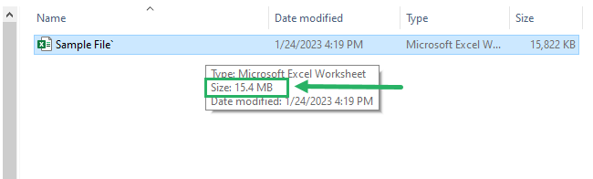 15 sample size Sample file size