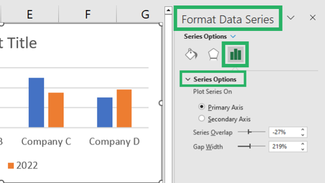 Format Data Series pane > Series Options.