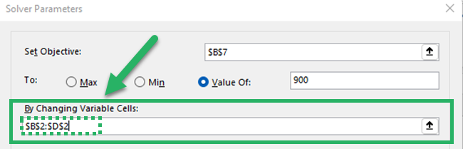 Excel Solver - Selecting variable cells.