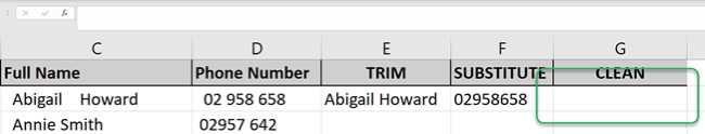 Use the dedicated column for CLEAN function