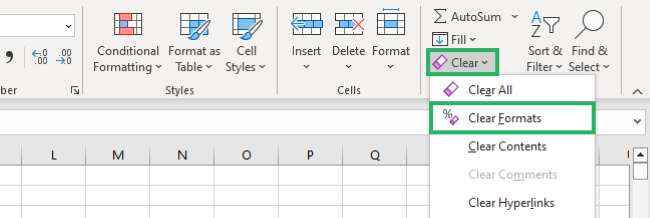 16 clear formats Clear formats option - cropped picture data