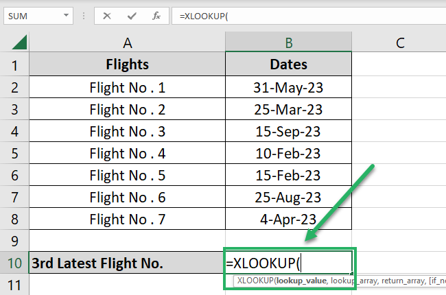 XLOOKUP function in Excel spreadsheet