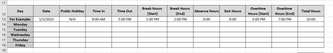 Grid with borders for multiple employees