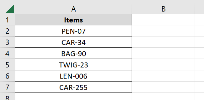 Items with different codes