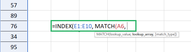 MATCH lookup value