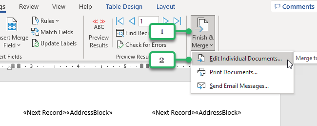 mail merge labels