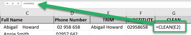 Sample completed CLEAN formula