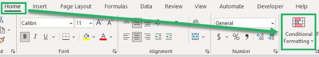 Home Tab > Conditional Formatting