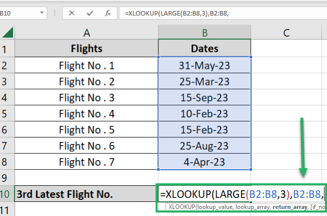 Defining the lookup array values