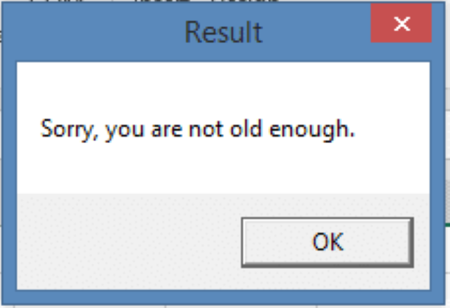 vba msgbox with ok button