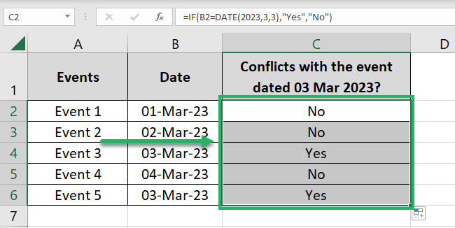 IF formula returns the results