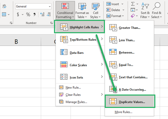 Highlight duplicate values