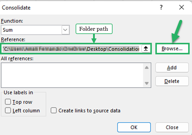20 browse folder path Browse and select the folder path