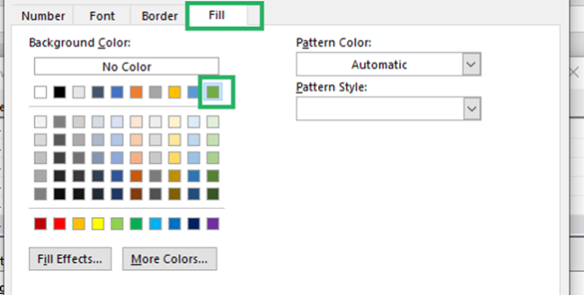 Setting the formatting color