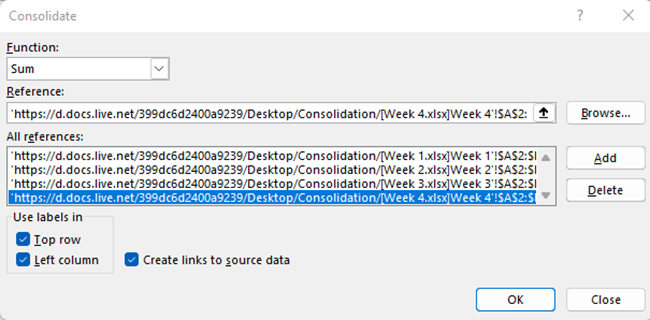 21 file path All references show file path to each workbook.