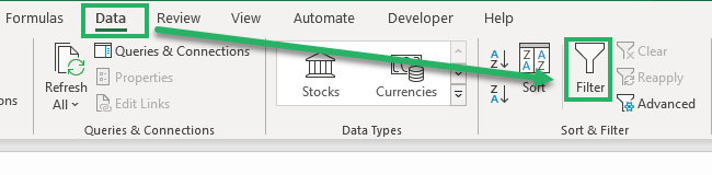 Filter option to filter out duplicate rows