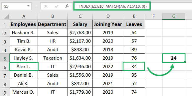 Final value of INDEX MATCH function 