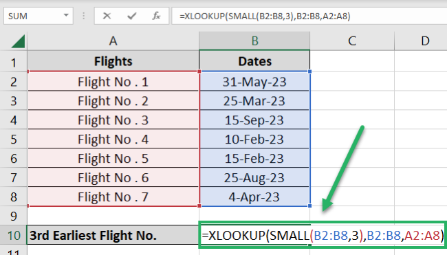 XLOOKUP and the SMALL function