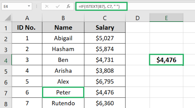 Result of IF and ISTEXT function 